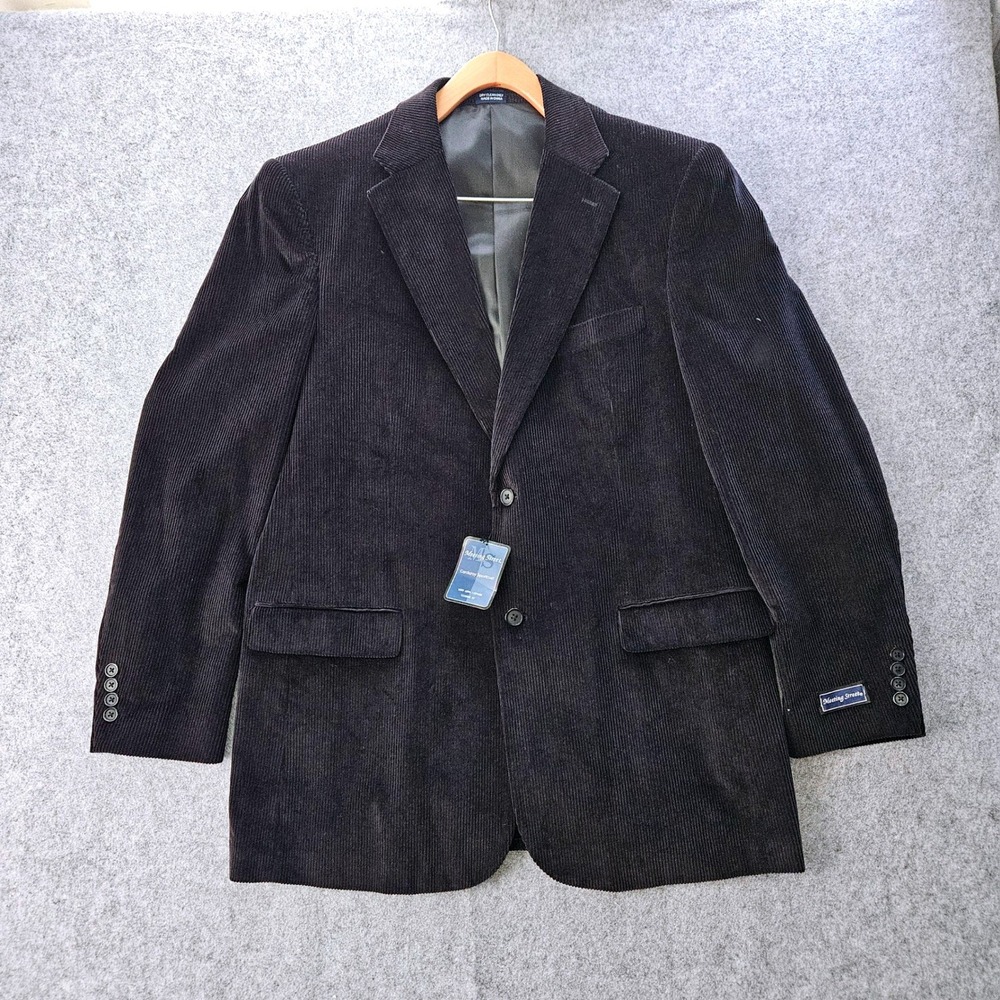 Meeting Street Mens Black‎ Corduroy Blazer Sport Coat 2-Button 44 Long NEW